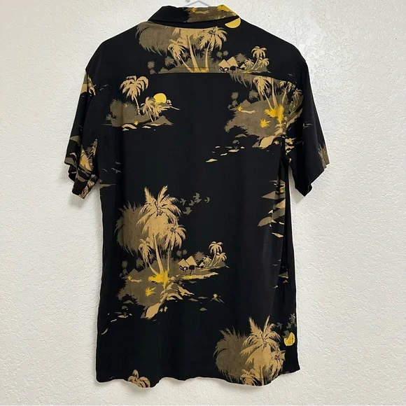 Billabong Mens Tropical Black Button Down Shirt - Picture 2 of 12